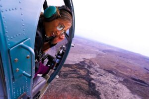 Helicopter ride to the volcano