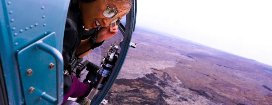 Helicopter ride to the volcano