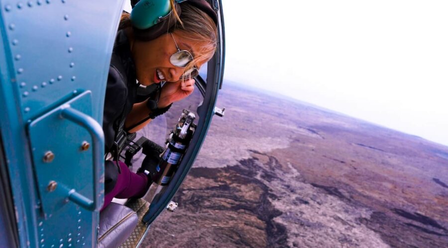 Helicopter ride to the volcano